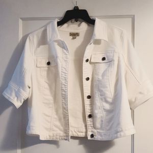 One World White Crop Jean Jacket